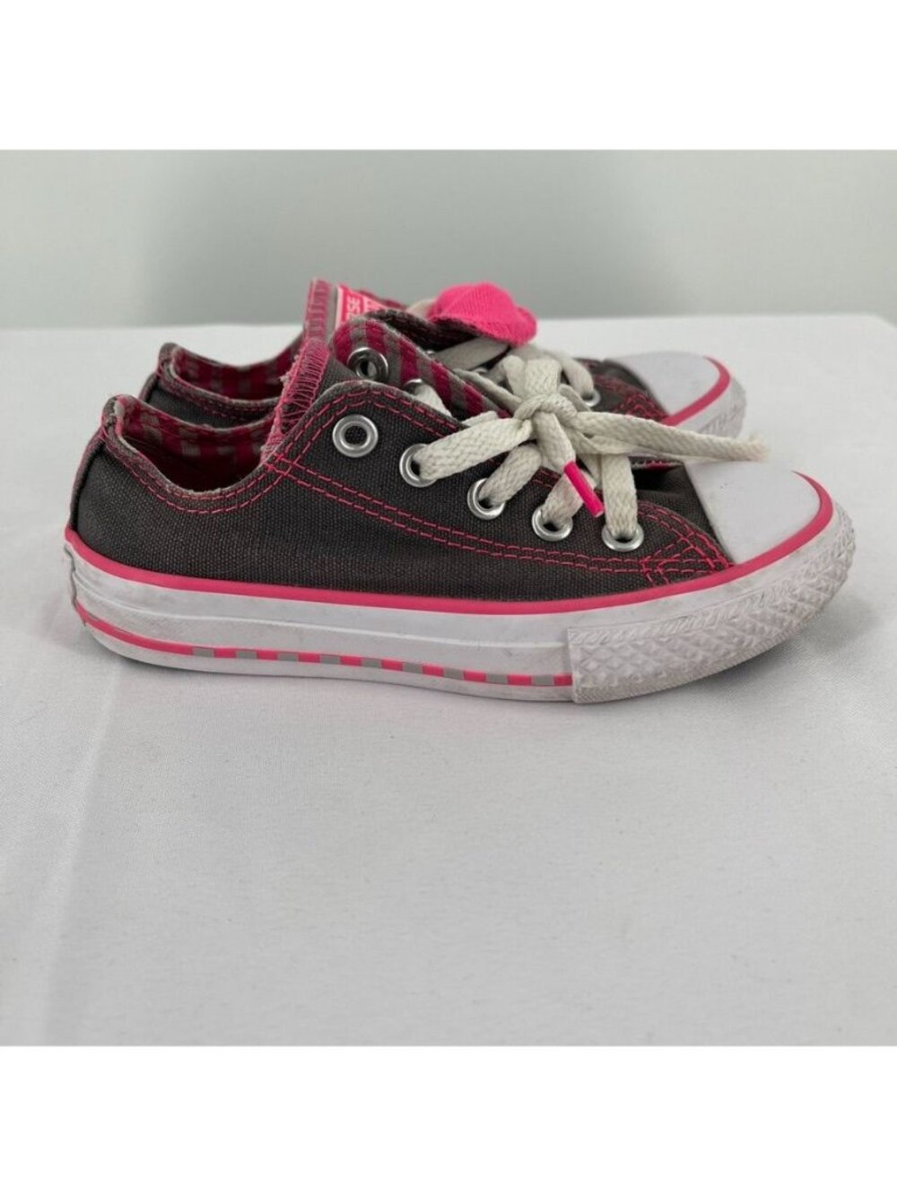 Kid's Converse Chuck Taylor All Star Double-Tongue Sneakers Pink Grey Size 10.5
